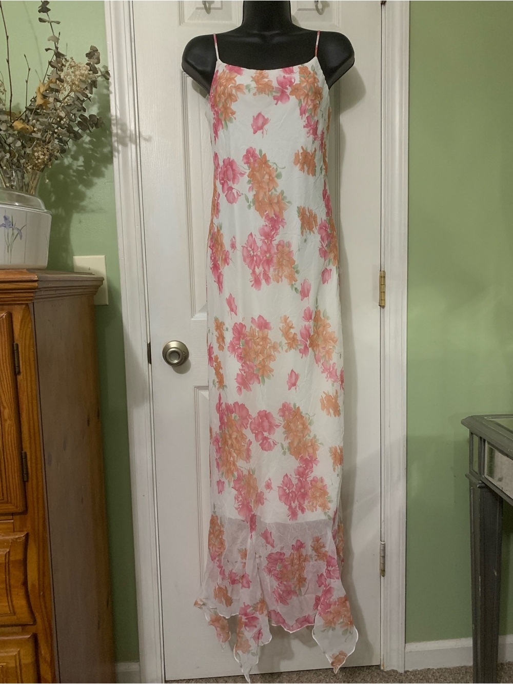 Vintage My Michelle Pink Floral Slip Maxi Dress  Size 9/10 90s Y2K Fairy core